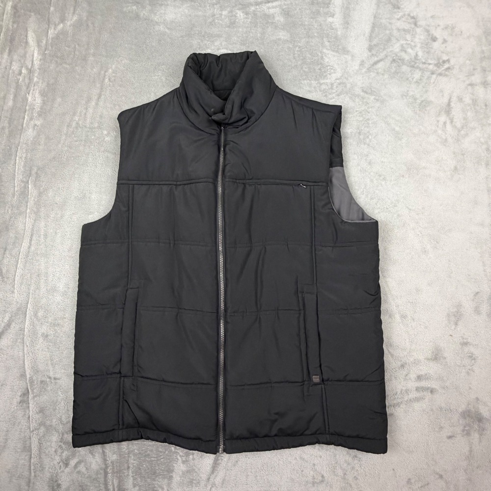 Calvin Klein Puffer Vest Mens Large Black Gray Reversible Full Zip Quilted